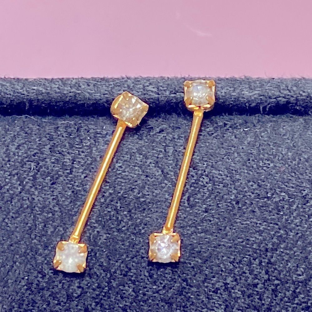 💛 Gold Plated White Crystal Drop Earrings